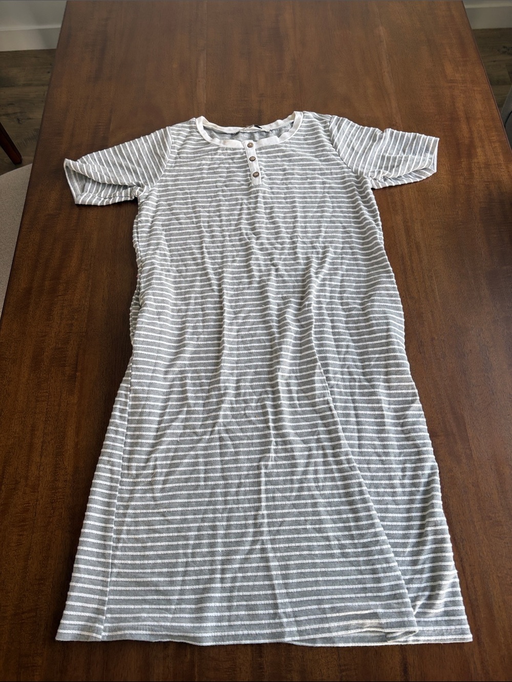 Polagram Gray and White Striped Mini Dress